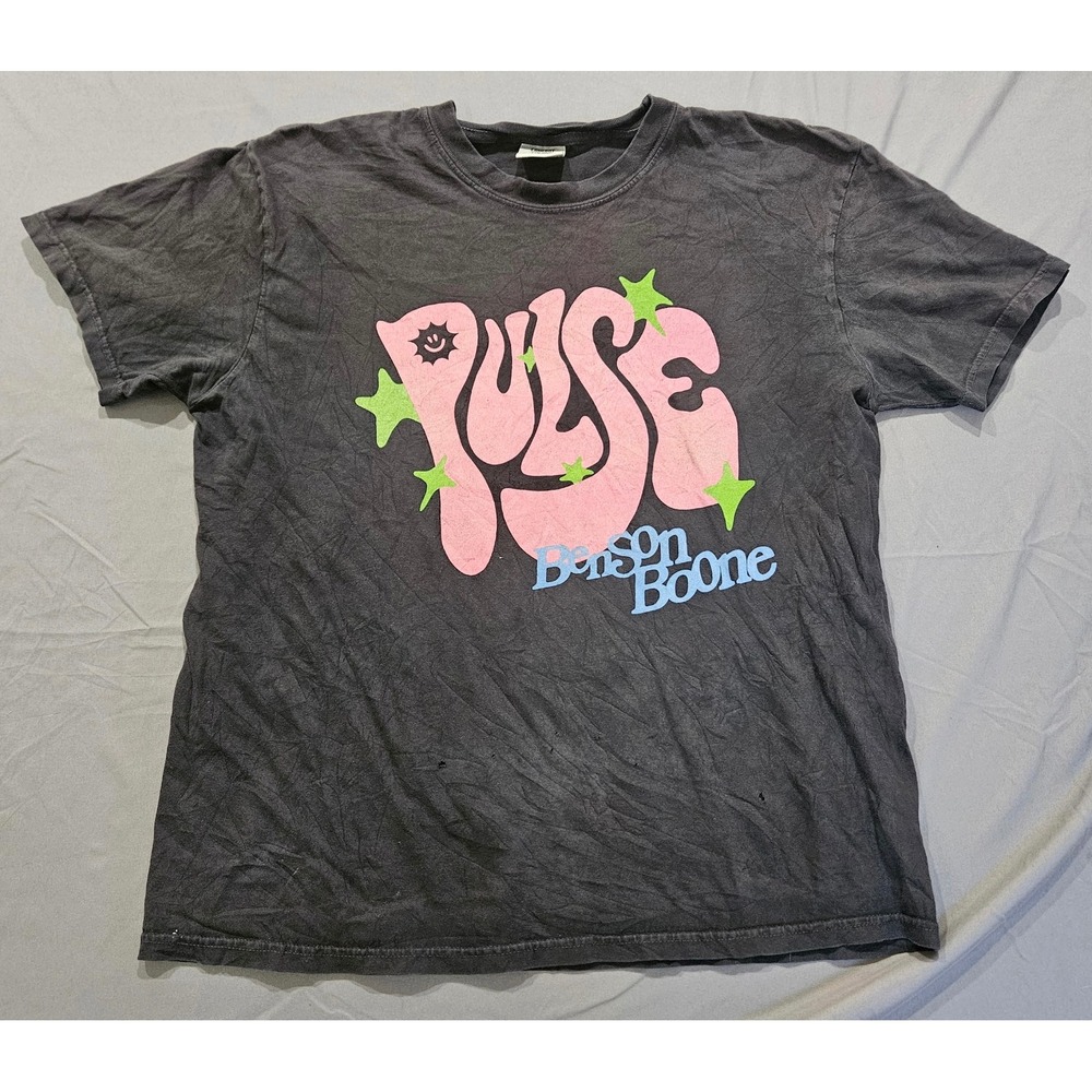Comfort Colors Benson Boone Pulse Tour 2023 T-Shirt Large Black Graphic Tee